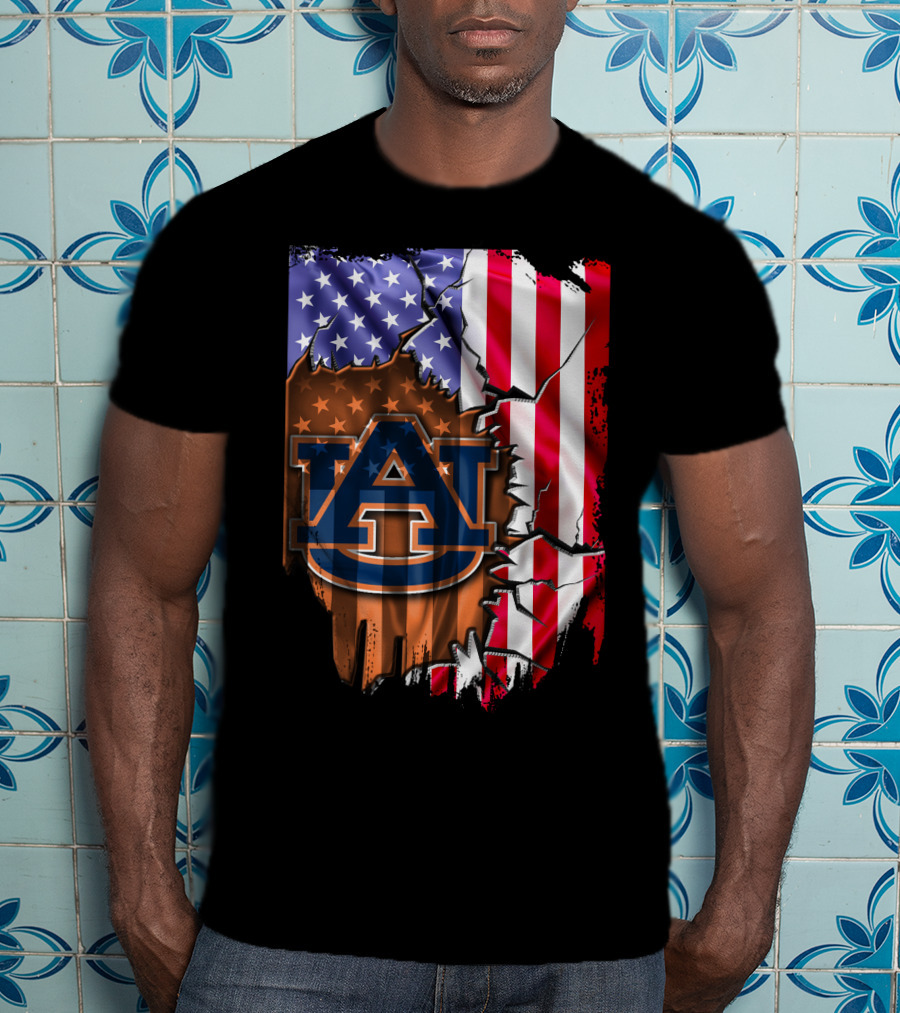 Flag V2 Auburn Tigers American Flag Vintage Style T-Shirt