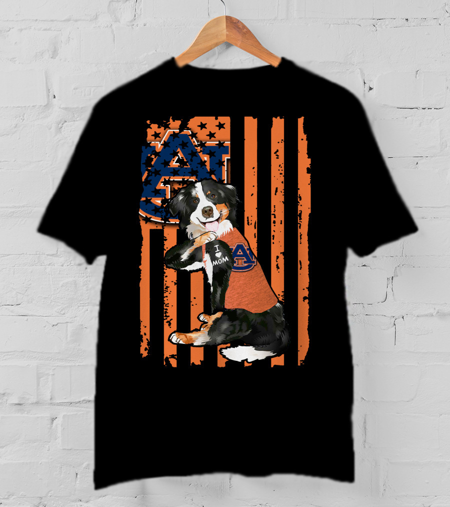 Border Collie Auburn Tigers I Love Mom Fan Pride T-Shirt