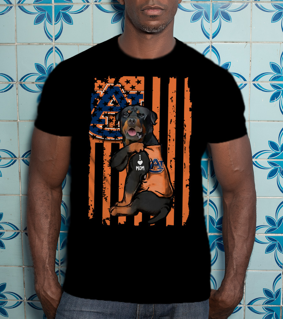 Rottweiler Auburn Tigers I Love Mom T-Shirt
