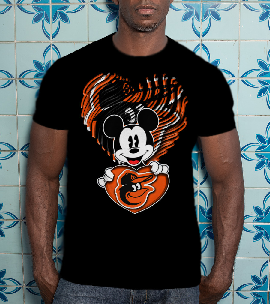 Mickey Mouse Heart Hands Baltimore Orioles T-Shirt