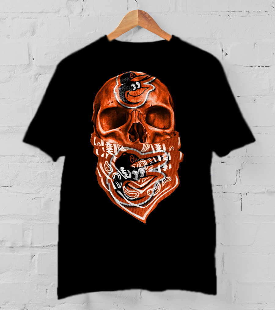Skull Bandana V5 Baltimore Orioles T-Shirt