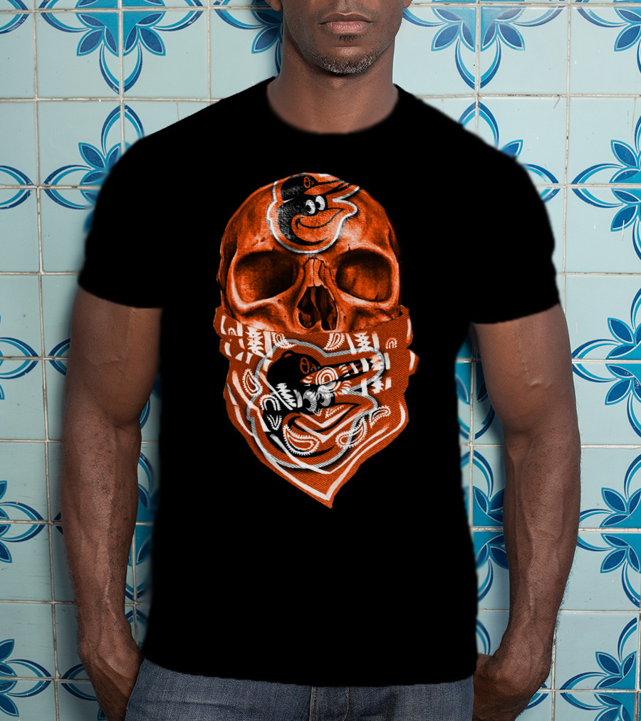Skull Bandana V5 Baltimore Orioles T-Shirt