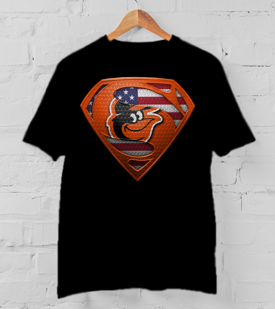 Superman Baltimore Orioles American Flag T-Shirt