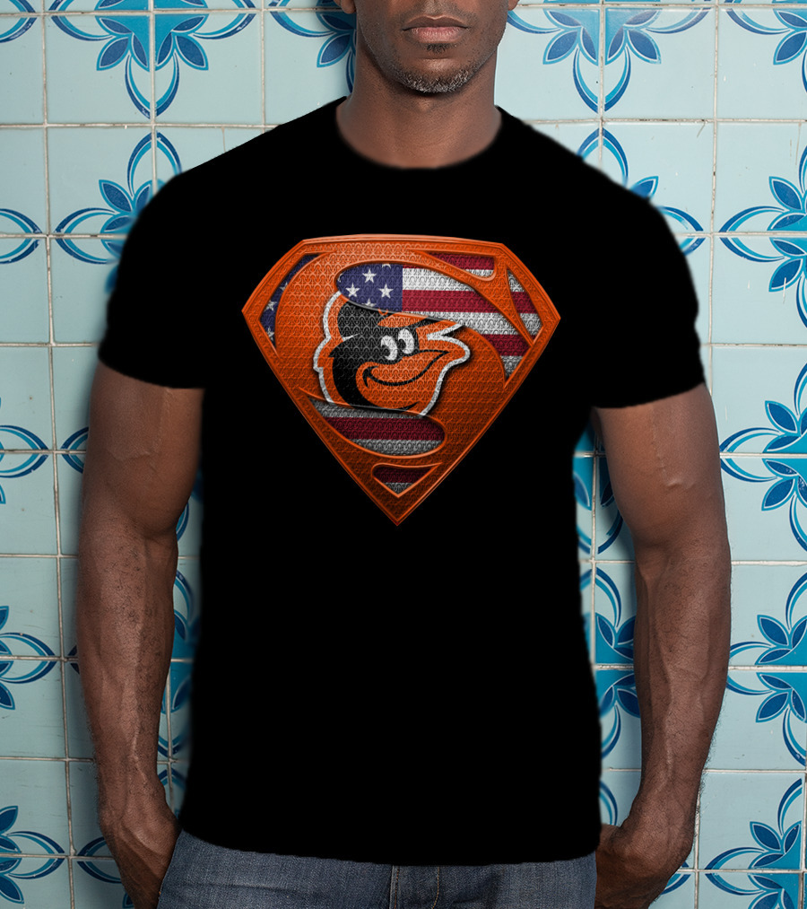 Superman Baltimore Orioles American Flag T-Shirt