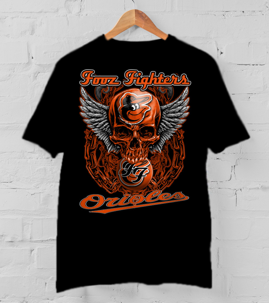 Foo Fighters Baltimore Orioles Skull Wings T-Shirt