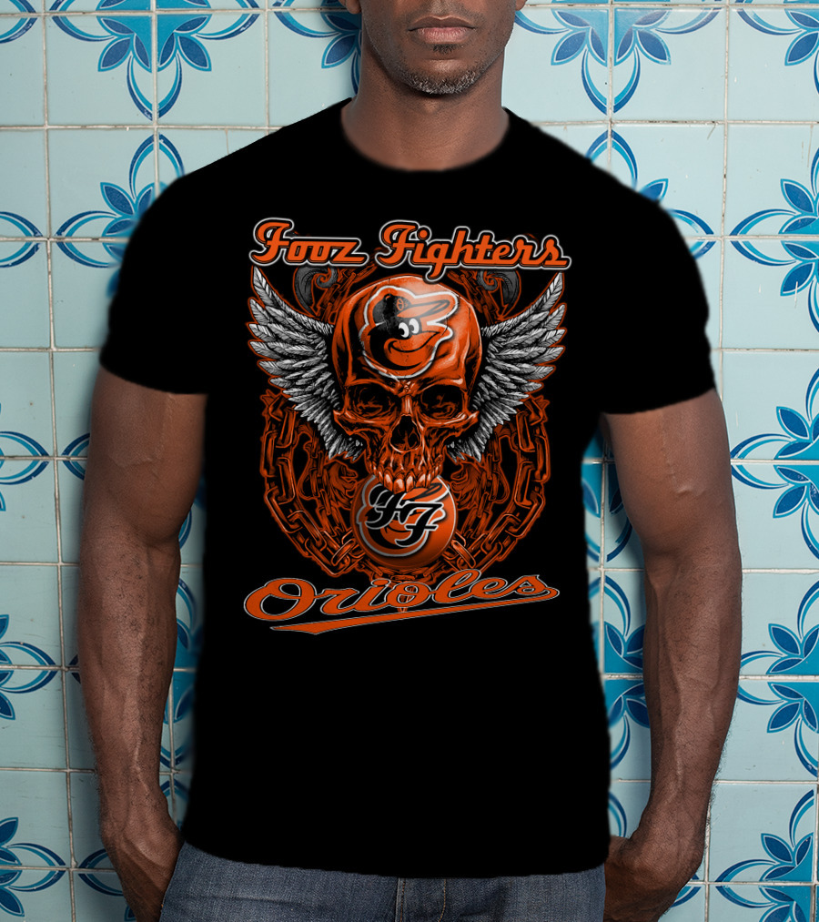 Foo Fighters Baltimore Orioles Skull Wings T-Shirt