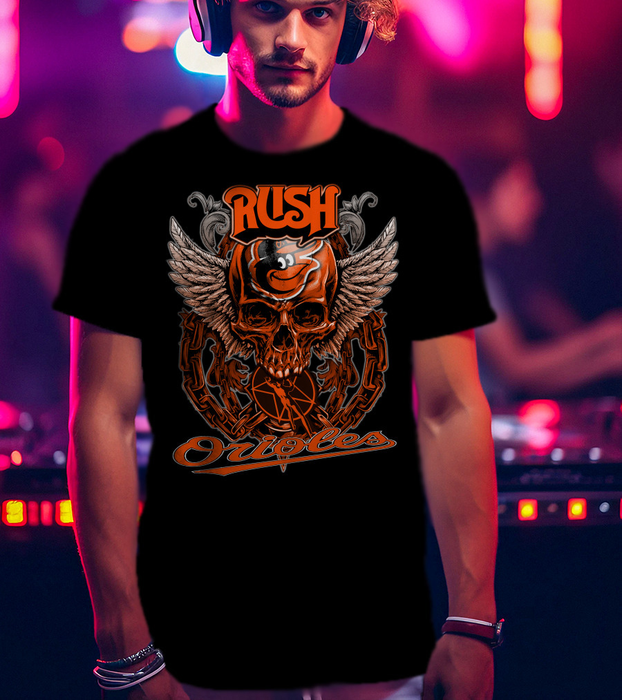 Rush Orioles Skull Wings Chain T-Shirt