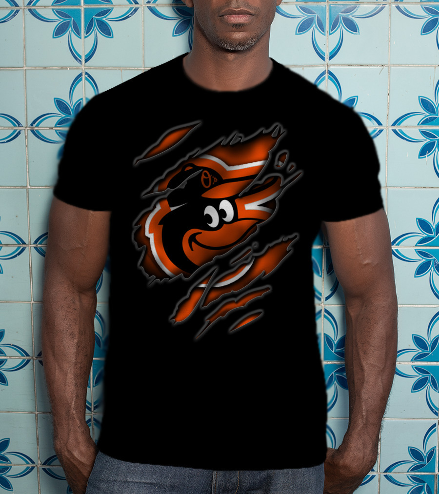 Torn Baltimore Orioles Cartoon Bird T-Shirt