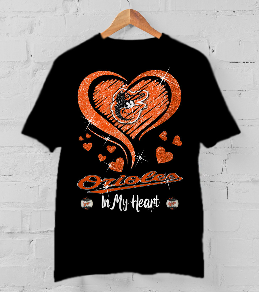 Orioles Heart Sparkle Baltimore Orioles In My Heart T-Shirt