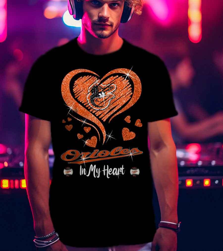 Orioles Heart Sparkle Baltimore Orioles In My Heart T-Shirt