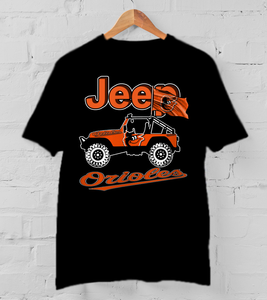 Jeep Orioles Baltimore Orioles Logo Jeep Wrangler Baseball T-Shirt