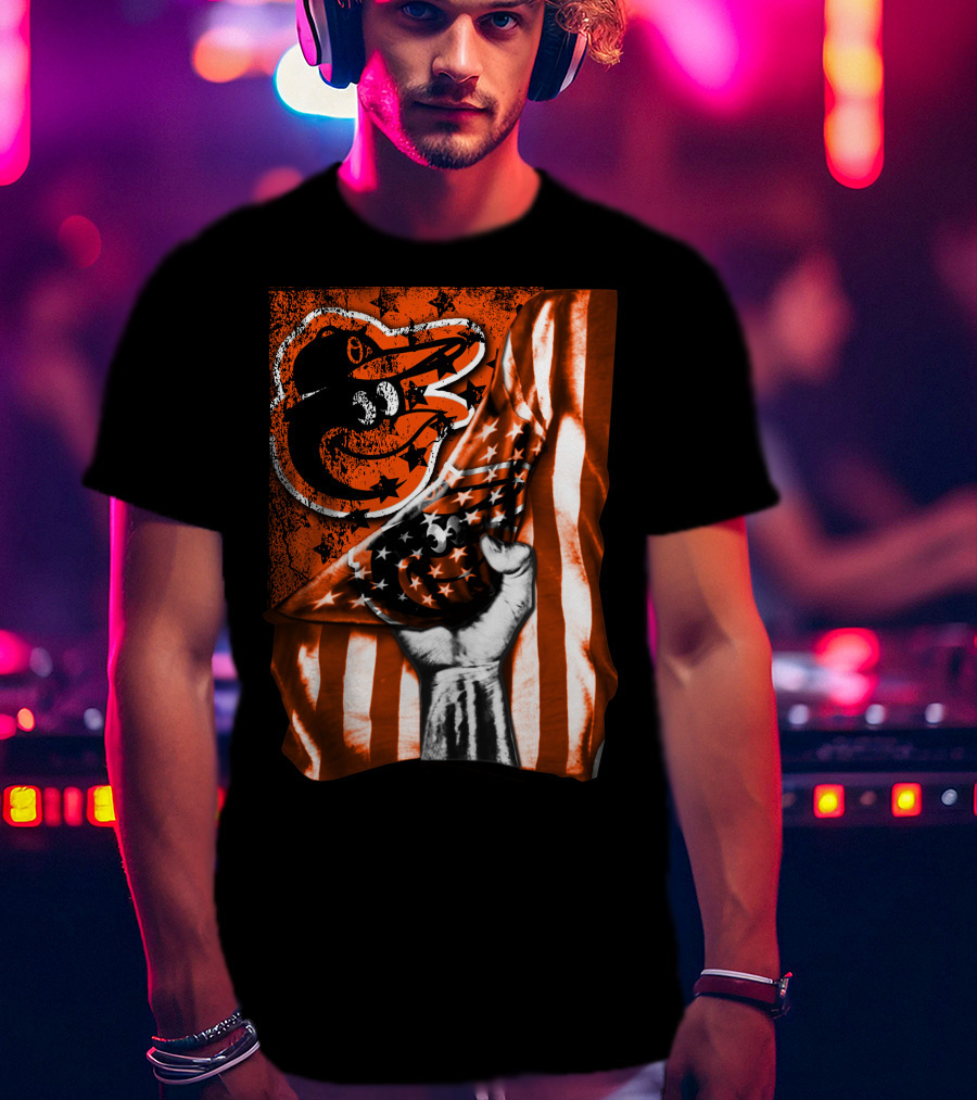 Baltimore Orioles Stars And Stripes Flag T-Shirt