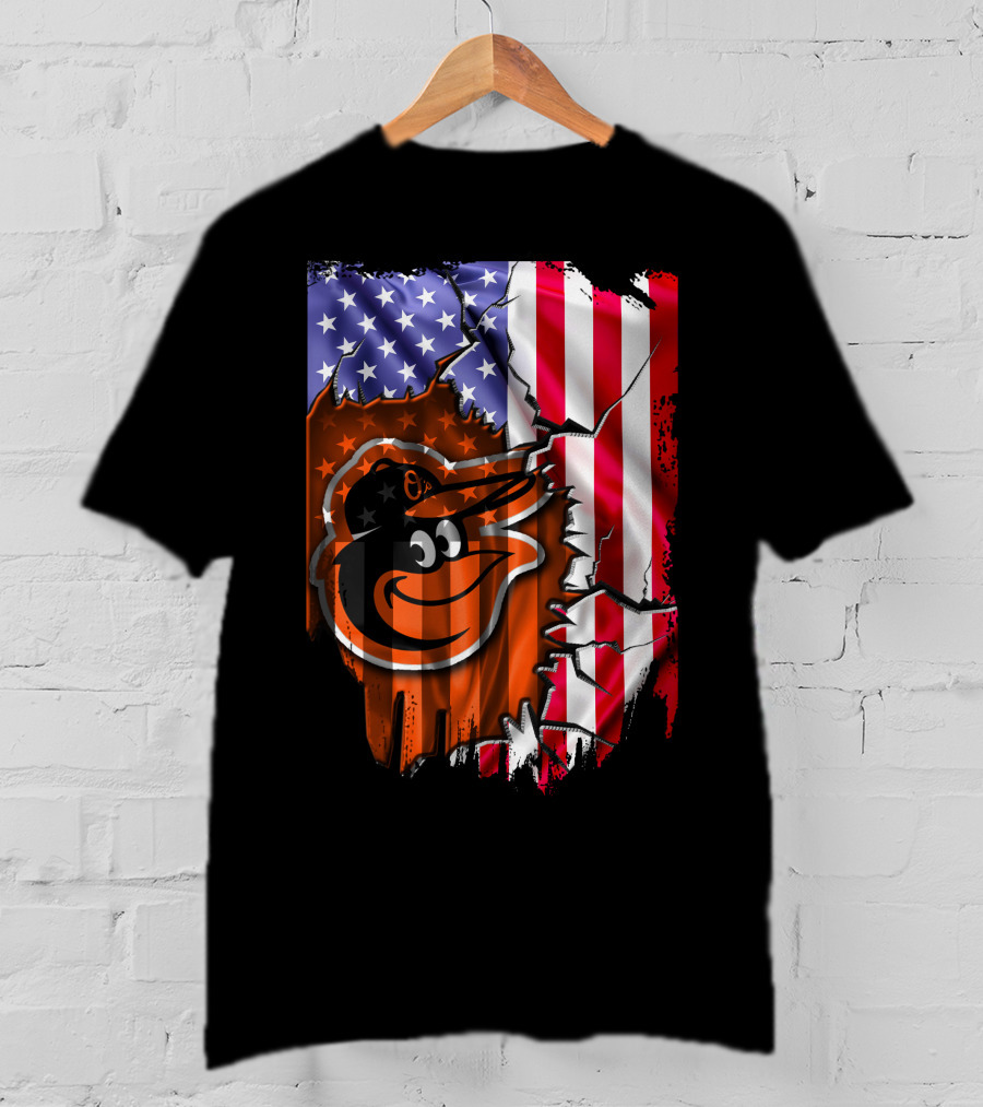 American Flag Baltimore Orioles T-Shirt