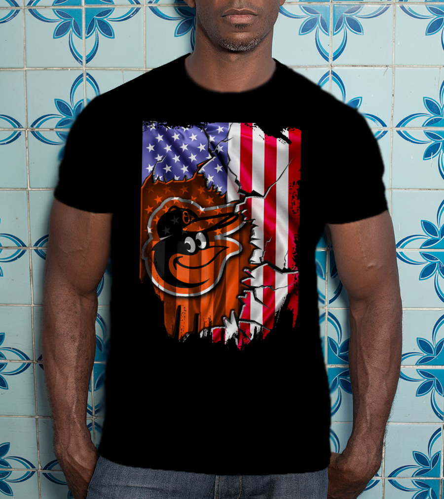 American Flag Baltimore Orioles T-Shirt