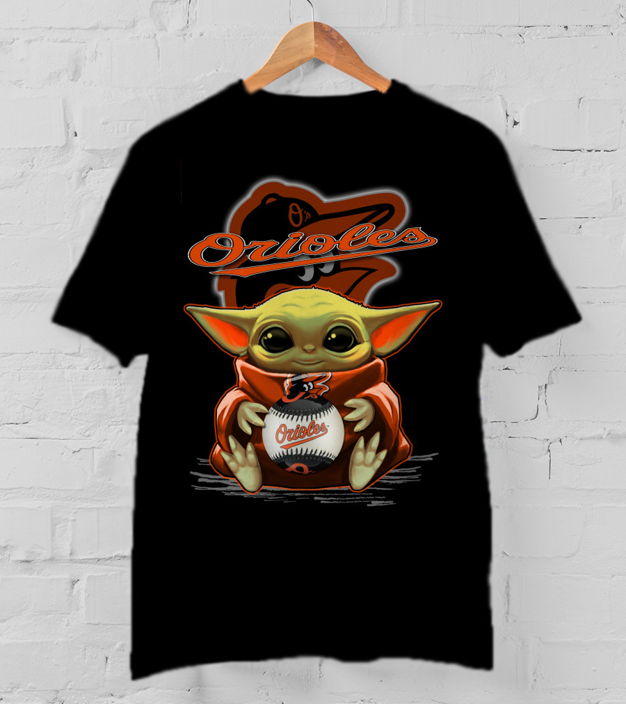 Orioles Baseball Yoda With Team Logo And Cap T-Shirt
