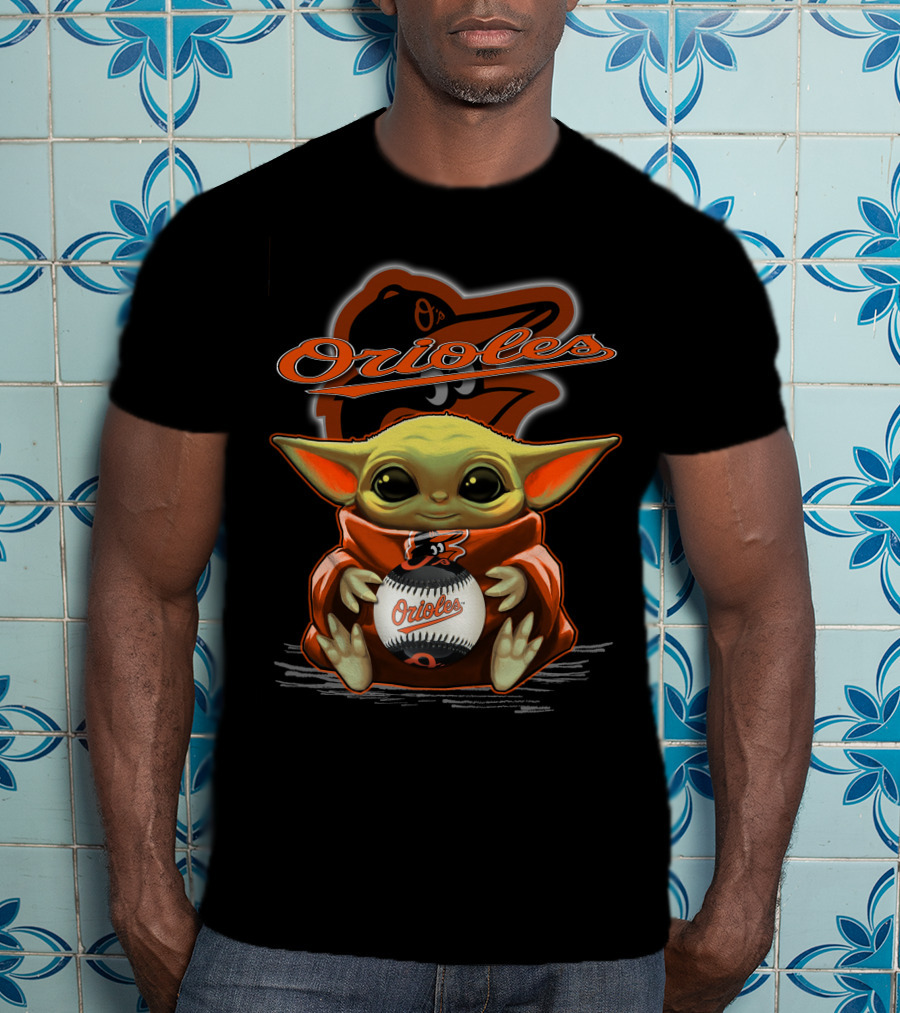 Orioles Baseball Yoda With Team Logo And Cap T-Shirt