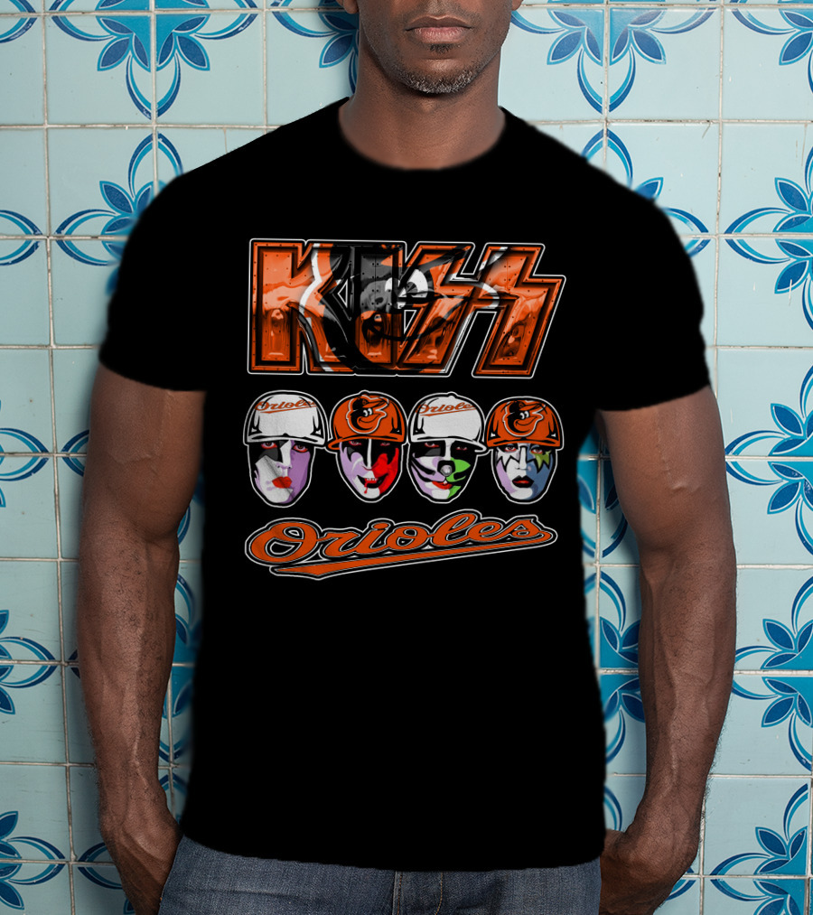 Kiss Orioles Baltimore Face Paint Baseball Crossover T-Shirt