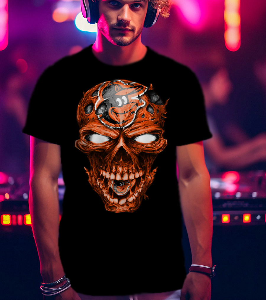 Baltimore Orioles Skull T-Shirt