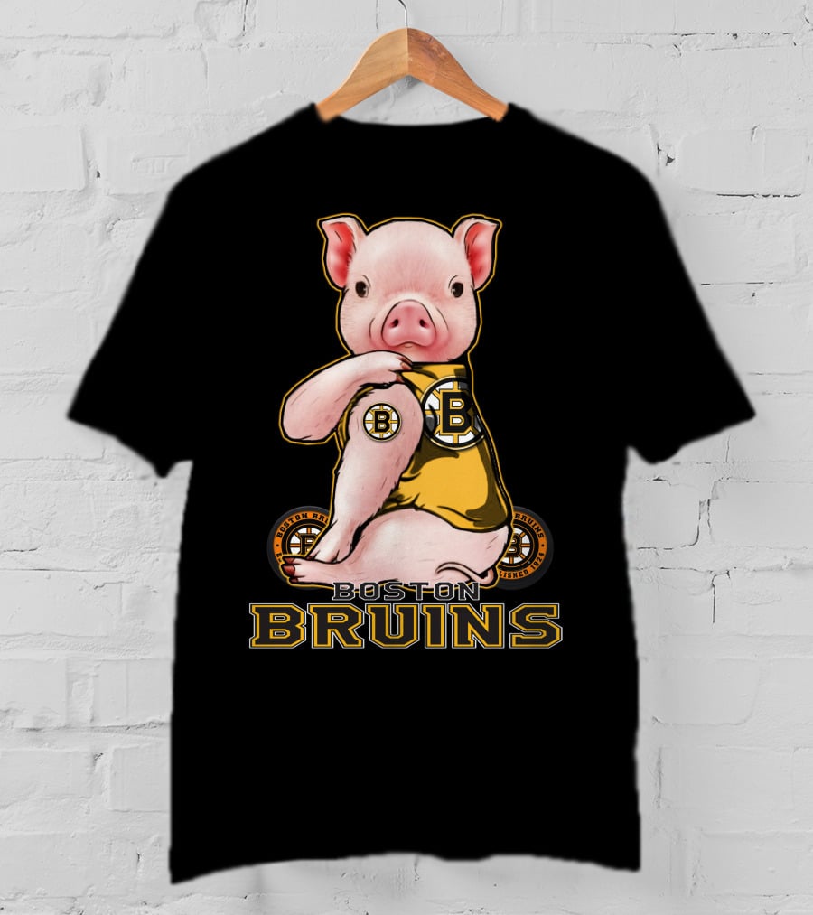 Boston Bruins Pig Wearing Team Uniform T-Shirt