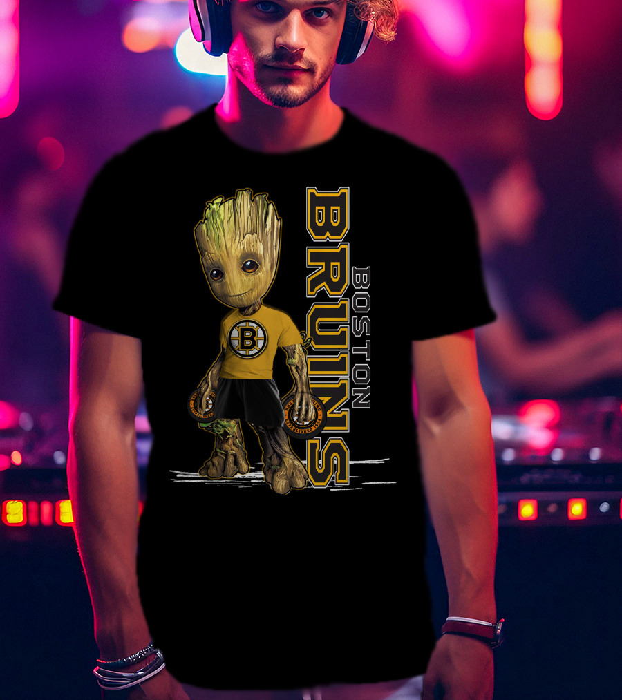 Groot Boston Bruins NHL Hockey Character Crossover T-Shirt
