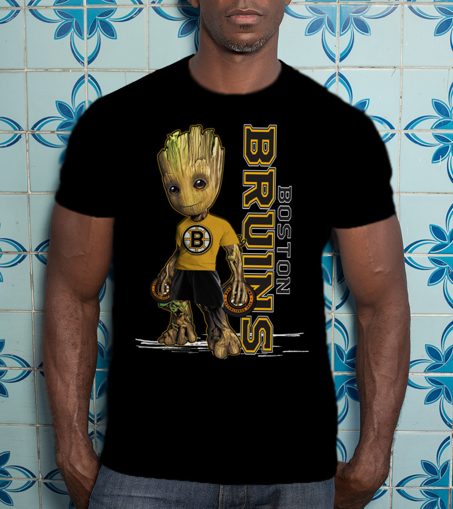 Groot Boston Bruins NHL Hockey Character Crossover T-Shirt