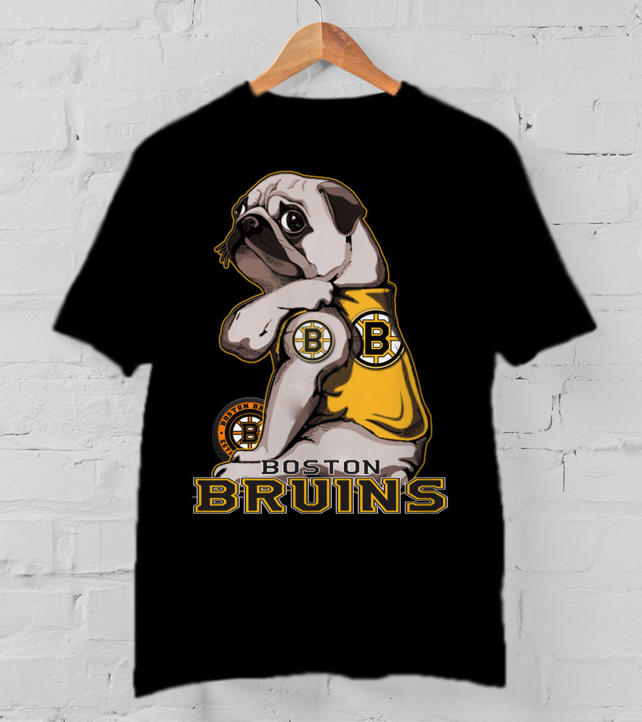 Pug Wearing Boston Bruins Jersey T-Shirt