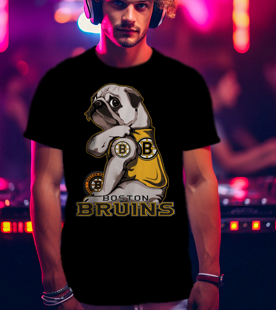Pug Wearing Boston Bruins Jersey T-Shirt