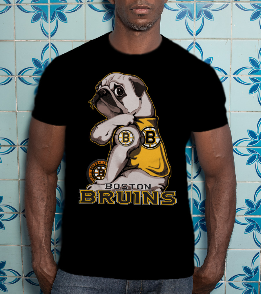 Pug Wearing Boston Bruins Jersey T-Shirt