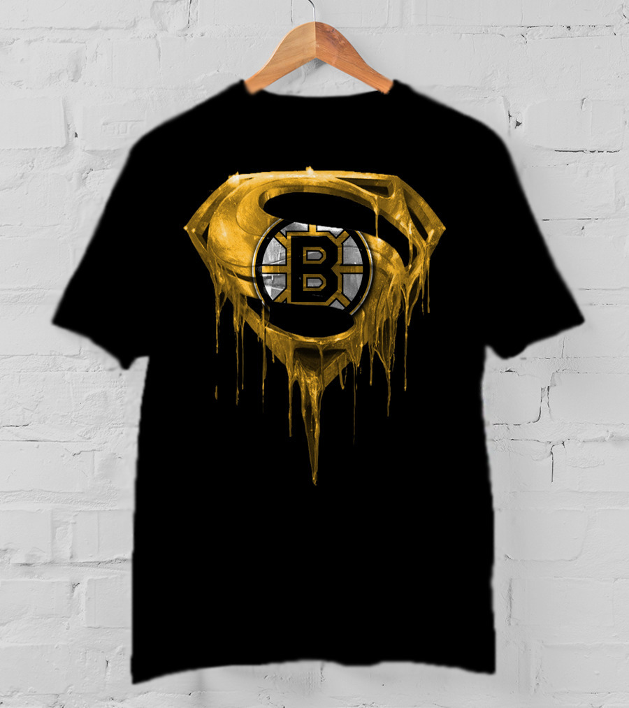 Boston Bruins Dripping Gold Superman T-Shirt