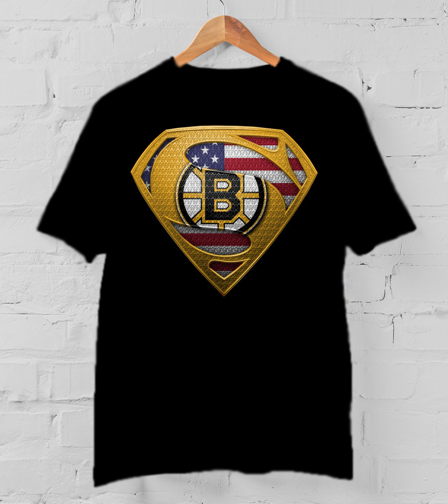 Superman Boston Bruins American Flag T-Shirt