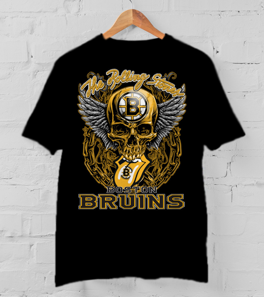 The Rolling Stones Boston Bruins Skull And Wings Iconic Collaboration T-Shirt