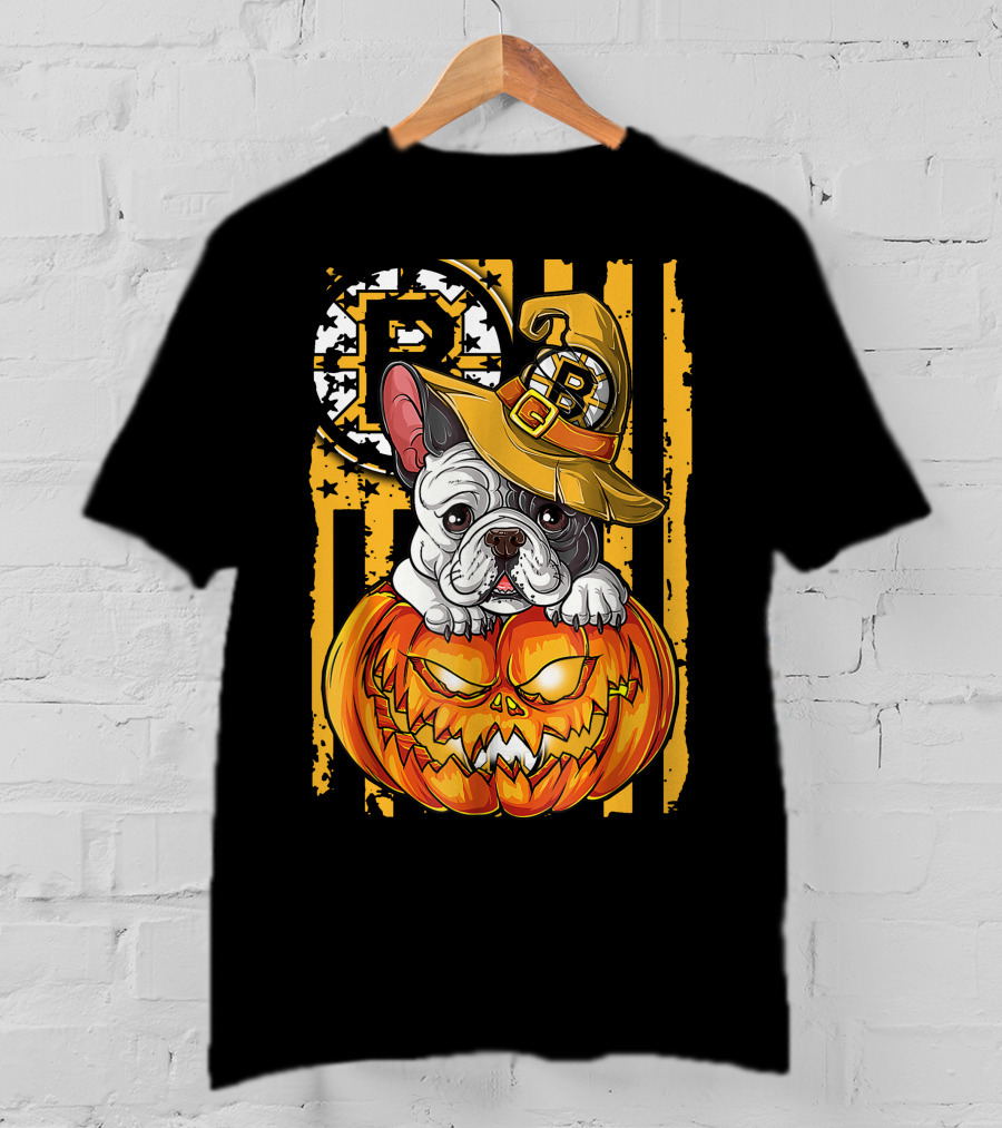Bulldog Halloween Boston Bruins Pumpkin Magic T-Shirt