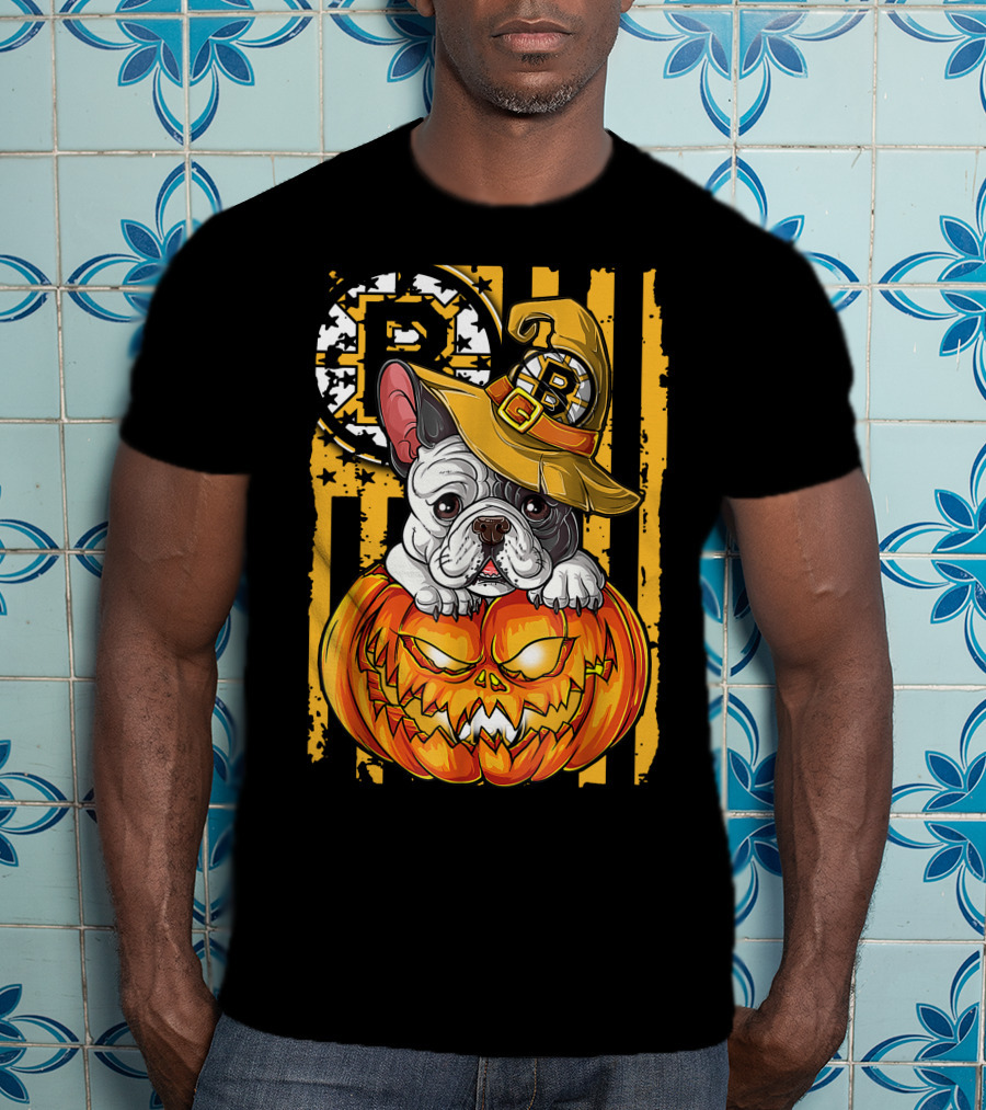 Bulldog Halloween Boston Bruins Pumpkin Magic T-Shirt