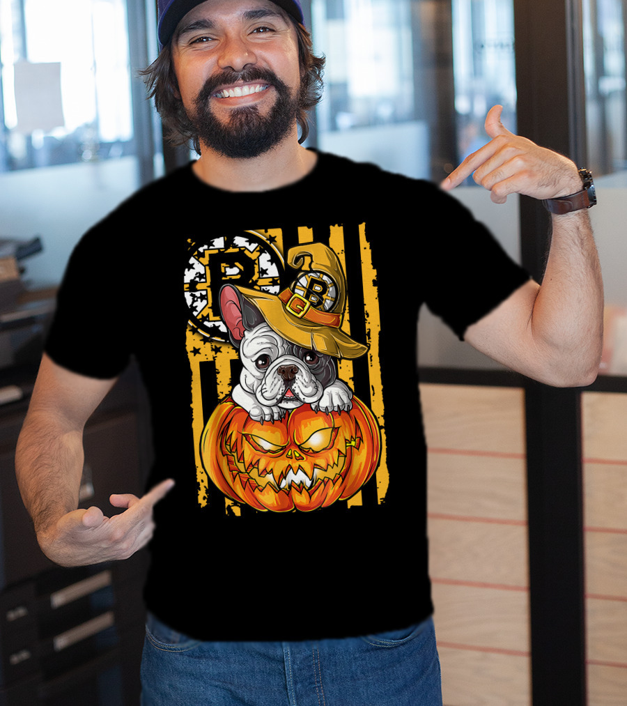 Bulldog Halloween Boston Bruins Pumpkin Magic T-Shirt