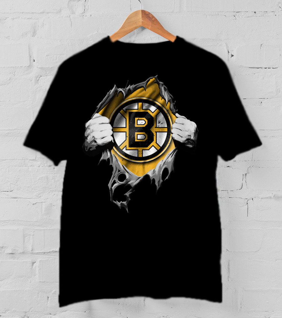 Boston Bruins Torn Ripped T-Shirt