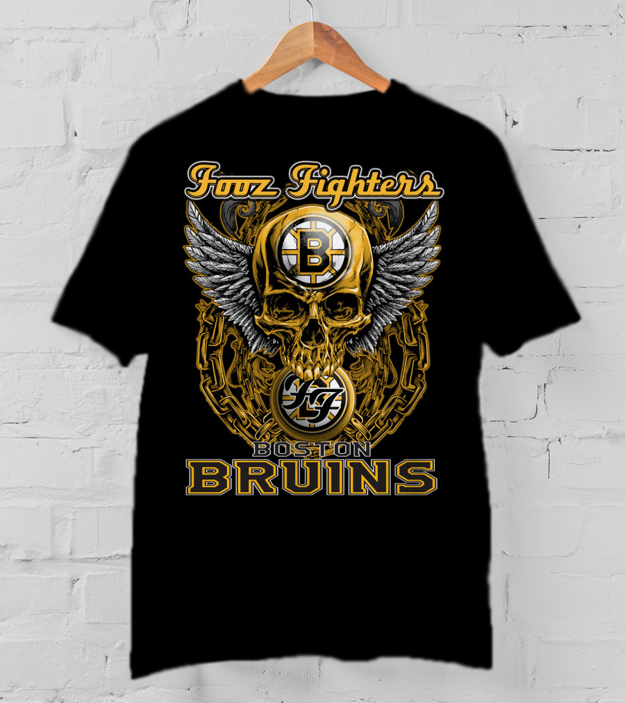 Fooz Fighters Boston Bruins Skull Wings T-Shirt