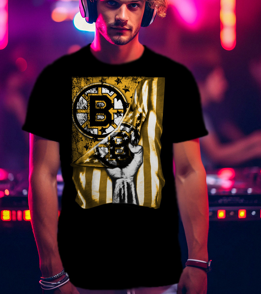 Boston Bruins American Flag Emblem T-Shirt