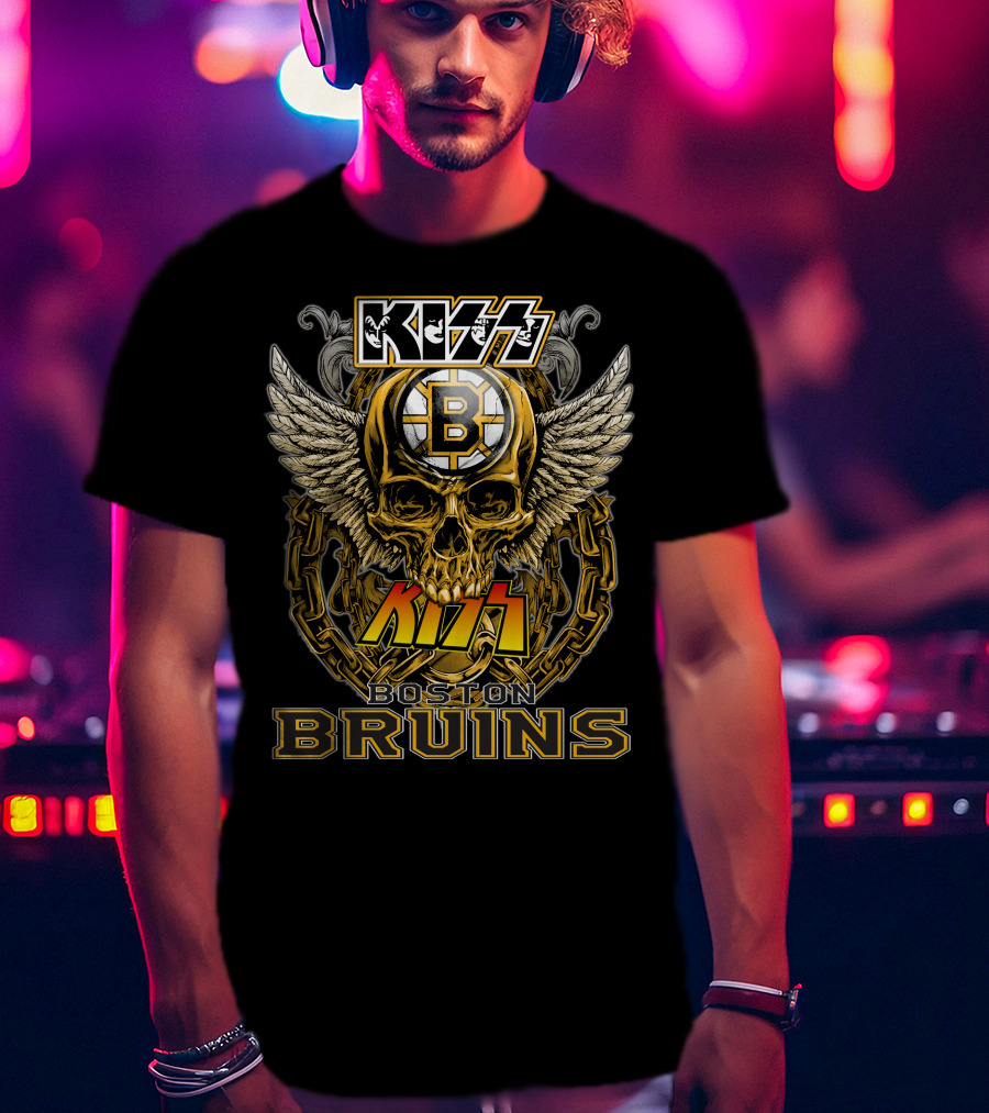 Kiss Boston Bruins Skull Wings T-Shirt