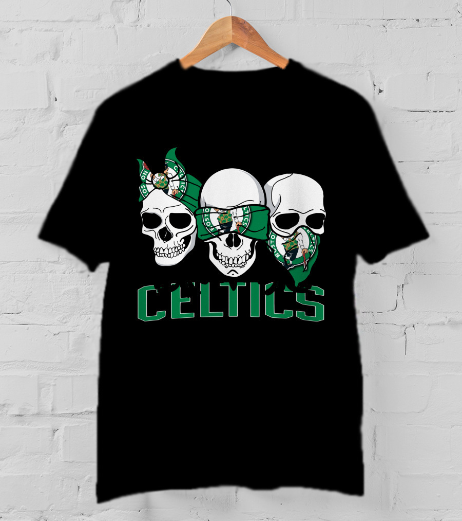 3 Skull Celtics Boston Bandana T-Shirt