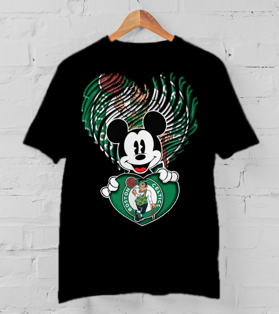 Mick Mouse Boston Celtics Basketball Fan Logo Mashup T-Shirt