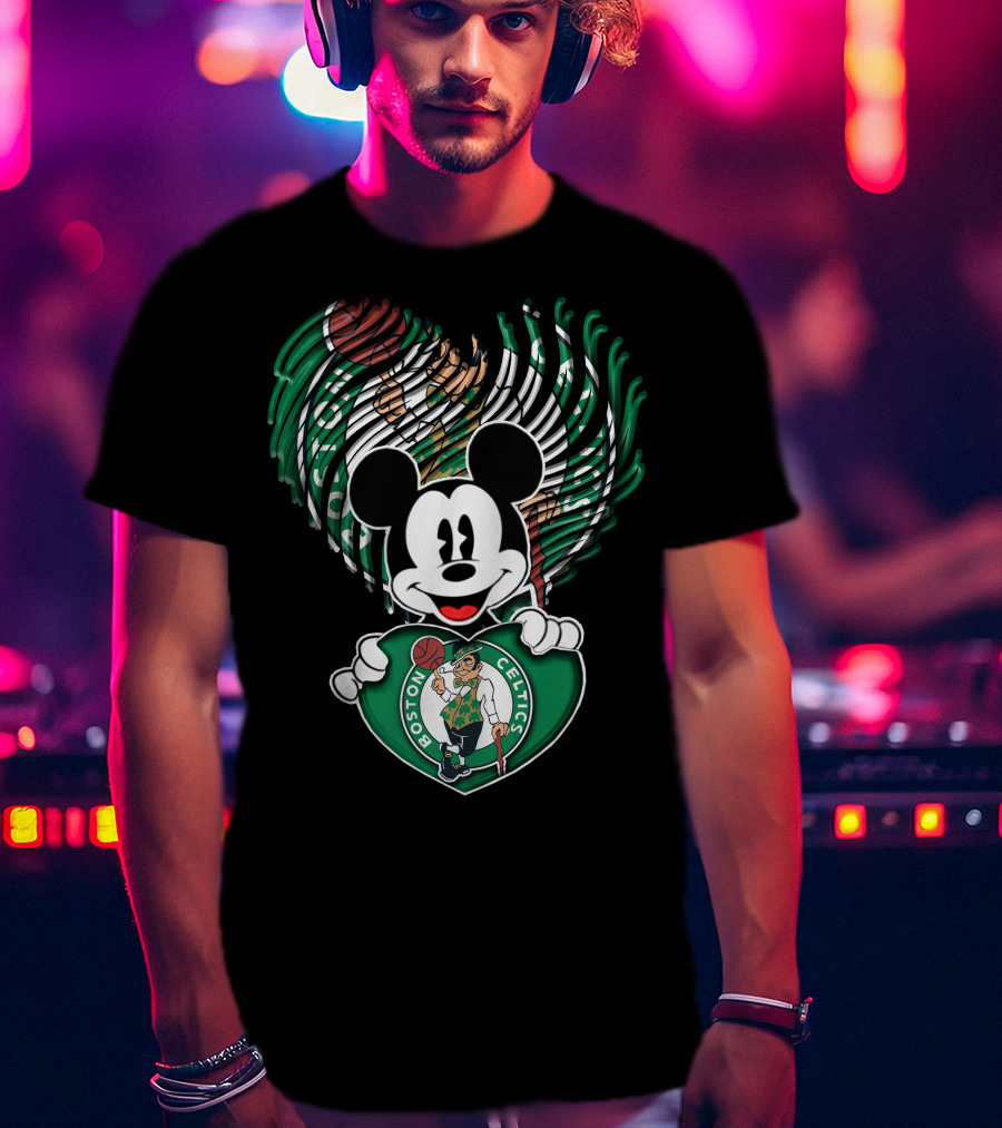 Mick Mouse Boston Celtics Basketball Fan Logo Mashup T-Shirt