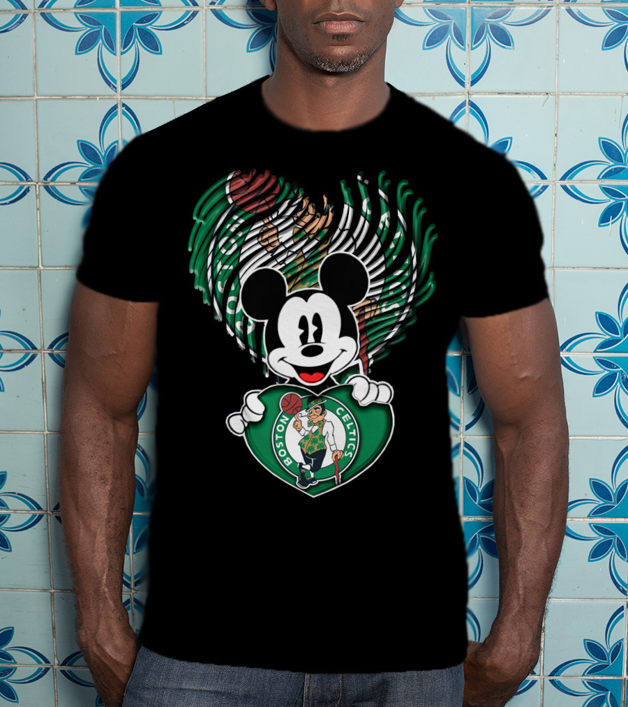 Mick Mouse Boston Celtics Basketball Fan Logo Mashup T-Shirt