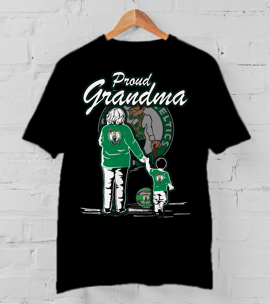 Proud Grandma Boston Celtics Celtics Logo Family Fan T-Shirt