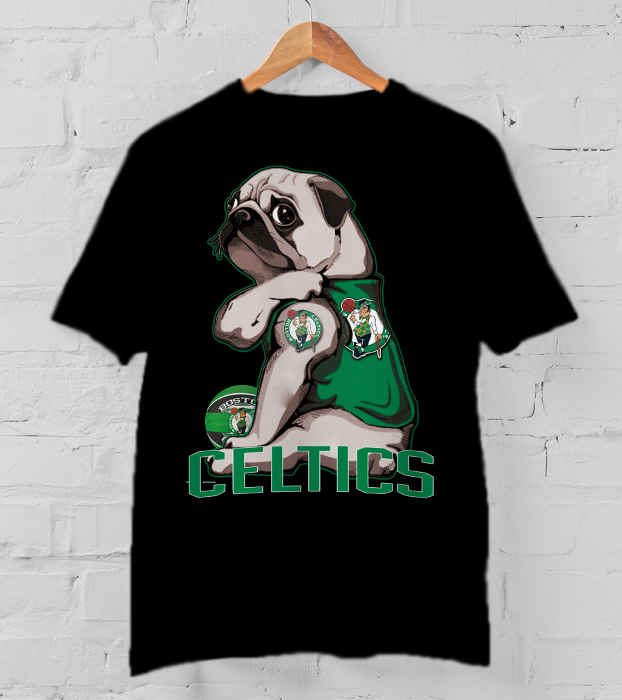 Pug Celtics Boston Basketball Fan Iconic Team T-Shirt