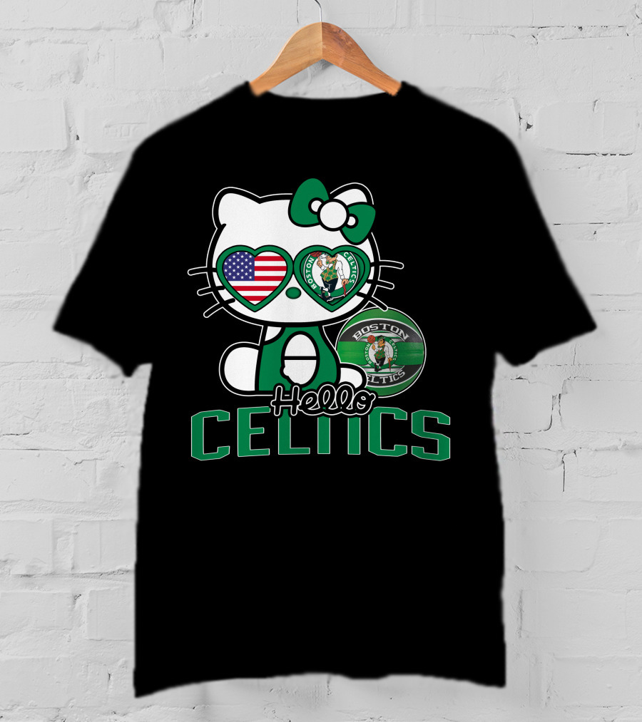 Hello Kitty Boston Celtics USA Heart Patch T-Shirt