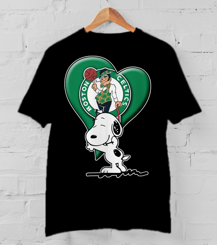 Snp V1 Boston Celtics Heart With Snoopy T-Shirt