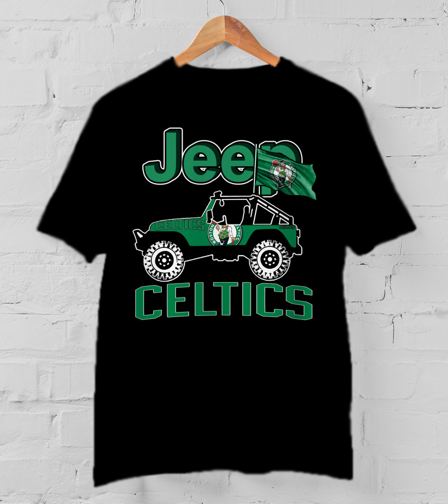 Jeep Celtics Boston Basketball Flag T-Shirt