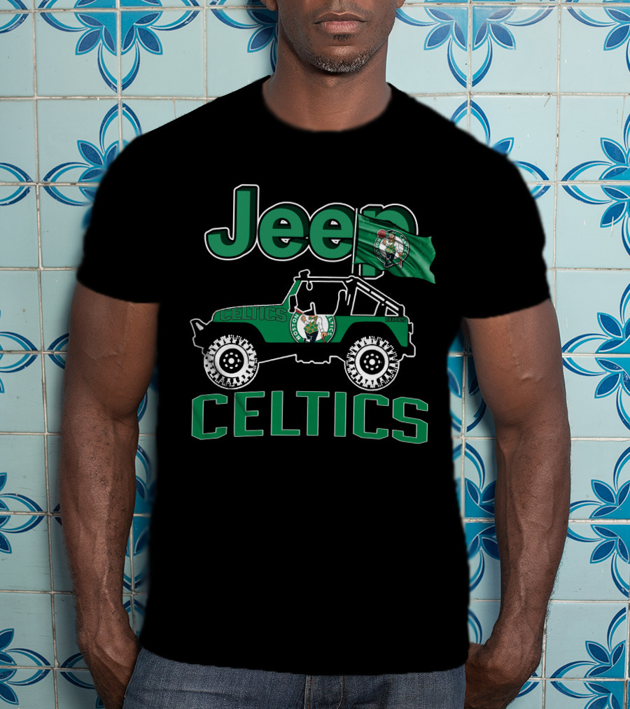 Jeep Celtics Boston Basketball Flag T-Shirt