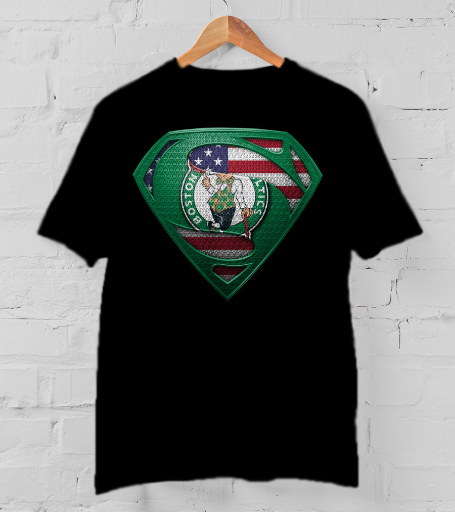 Boston Celtics American Flag Shield Logo Spm T-Shirt