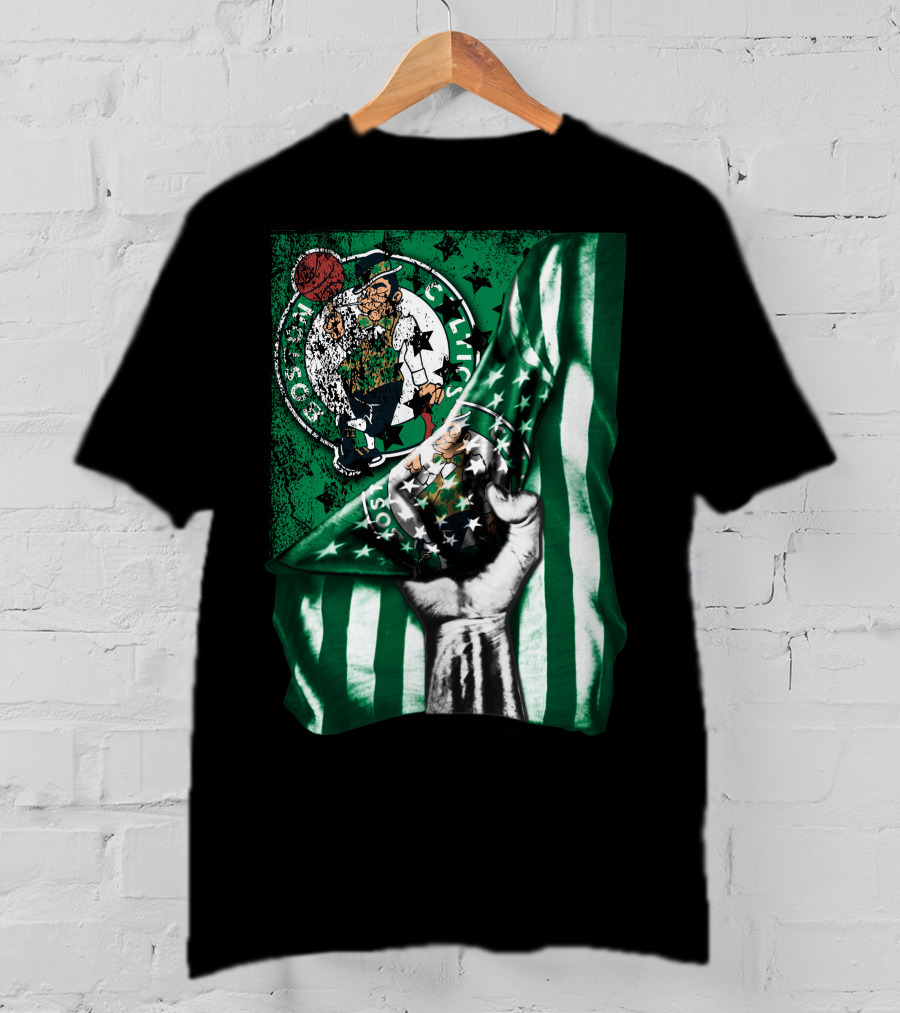 Flag Boston Celtics Hand Holding Logo T-Shirt